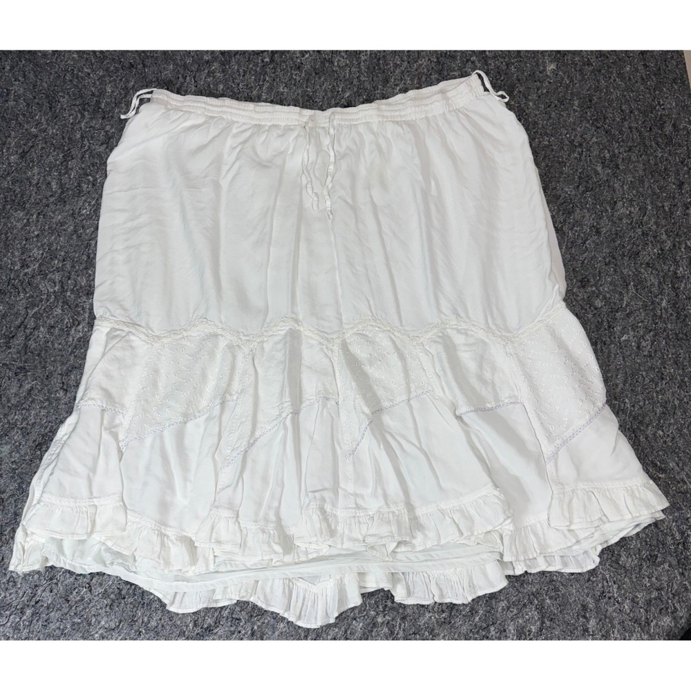 Added Dimensions‎ Catherines White Eyelet Tiered Ruffle Midi Skirt Plus Size 3X